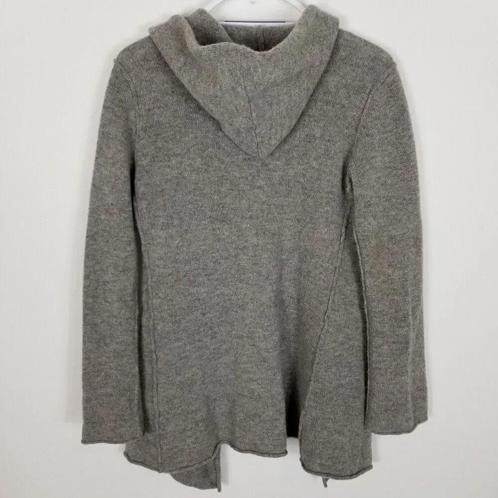 Cabi Women 100% Lambswool Hooded Open Cardigan Sweater Size‎ M Gray Lagenlook